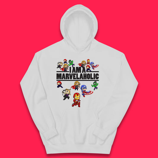 I Am A Marvelaholic Marvel Avengers Super Heroes Movie Characters Black Widow, Hulk, Iron Man, Thor, Captain America Kids Hoodie