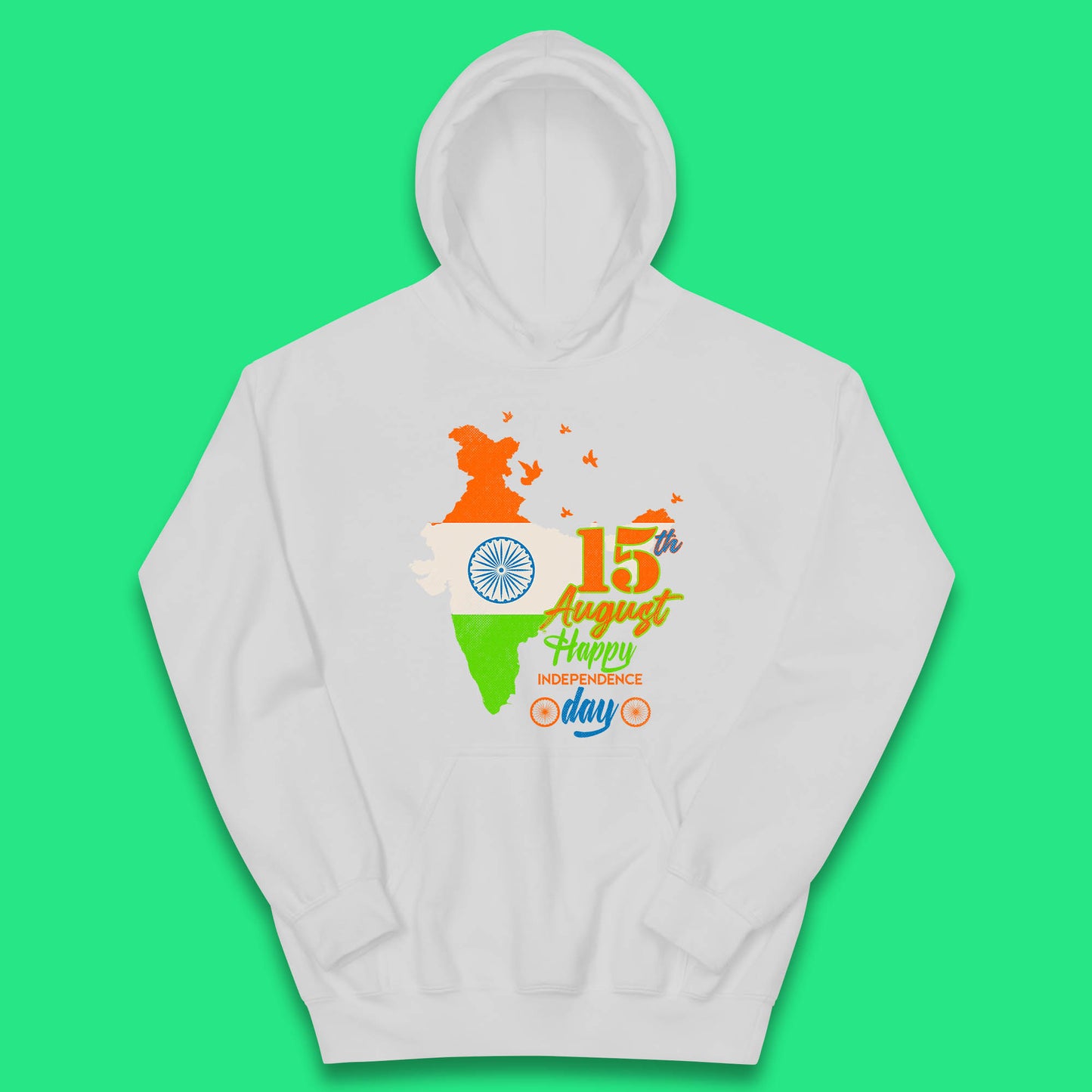 15th August India Happy Independence Day Patriotic Indian Map Flag Kids Hoodie