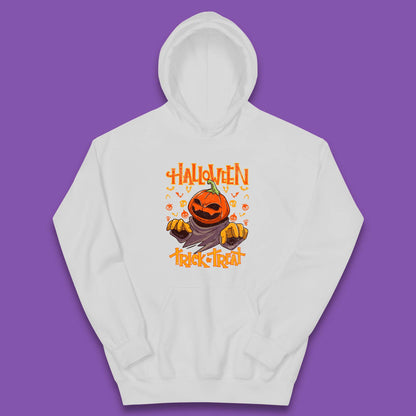 Halloween Trick Or Treat Pumpkin Character Halloween Scary Evil Pumpkin Kids Hoodie