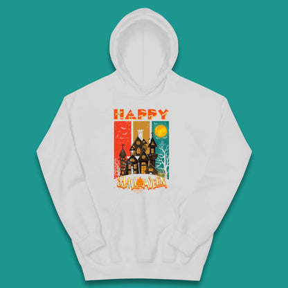 Happy Halloween Vintage Style Horror Scary Haunted House Kids Hoodie