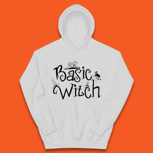 Basic Witch Funny Halloween Witch Horror Spooky Season Kids Hoodie
