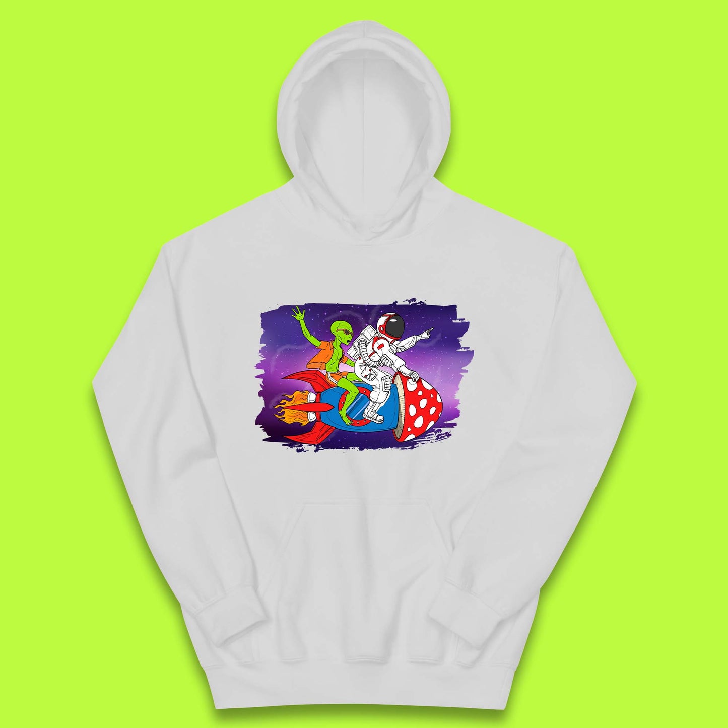 Alien & Astronaut Rocket Ship Kids Hoodie
