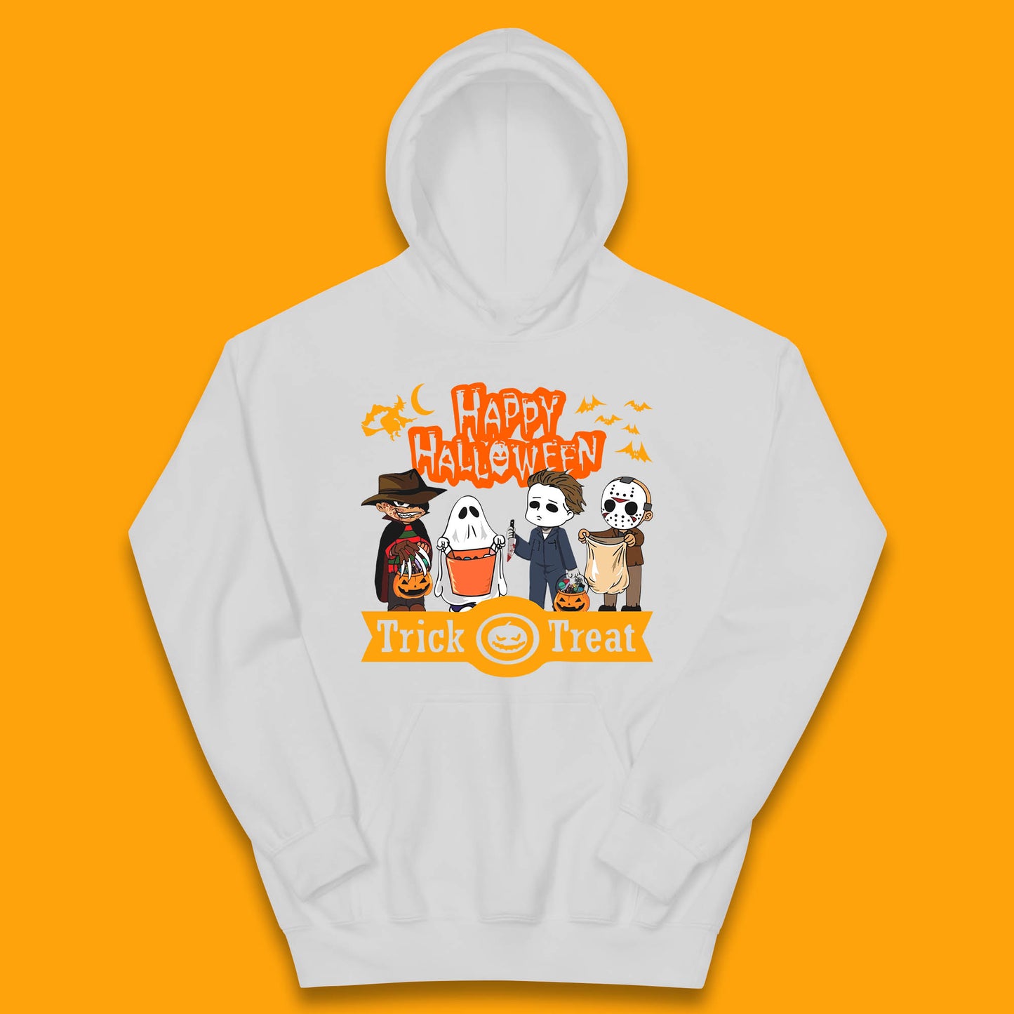 Happy Halloween Trick Or Treat Chibi Horror Movie Characters Killer Kids Hoodie