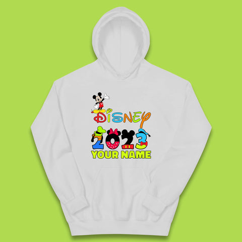 Personalised Disney 2023 Disney Club Your Name Mickey Mouse Minnie Mouse Donald Duck Pluto Goofy Cartoon Characters Disney Vacation Kids Hoodie