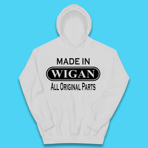 Made In Wigan All Original Parts Vintage Retro Birthday Town In Greater Manchester, England Gift Kids Hoodie