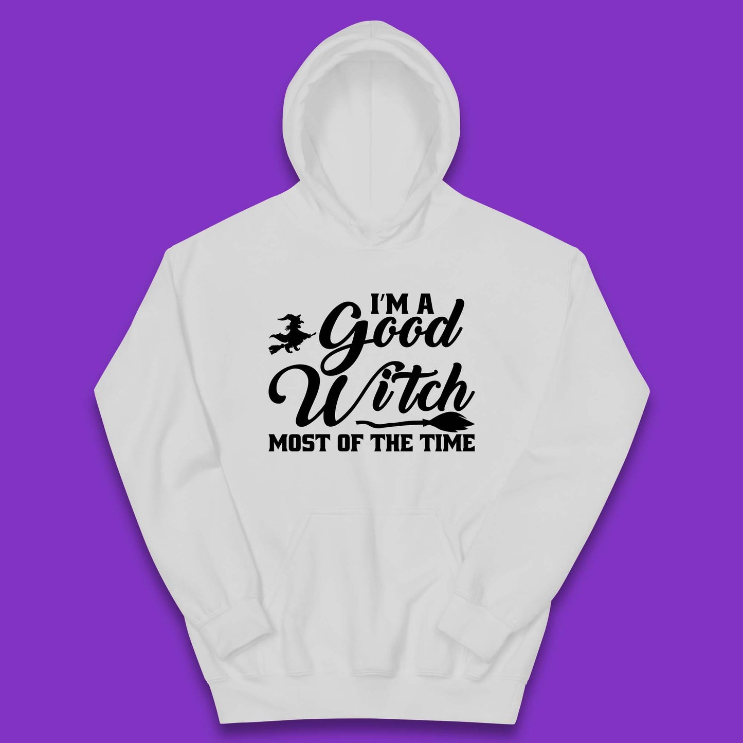 I'm A Good Witch Most Of The Time Halloween Witch Broom Kids Hoodie