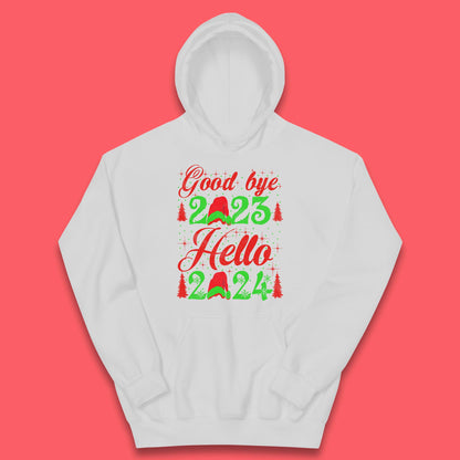 Good Bye 2023 Hello 2024 Merry Christmas Happy New Year Xmas Festive Celebration Kids Hoodie