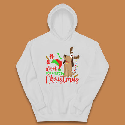 I Woof You A Merry Christmas Kids Hoodie