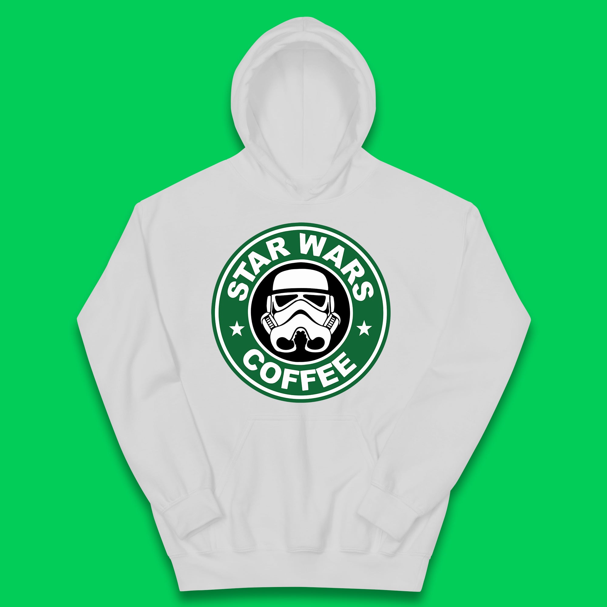 Star Wars Coffee Stormtrooper Sci-fi Action Adventure Movie Character Starbucks Coffee Spoof Star Wars 46th Anniversary Kids Hoodie