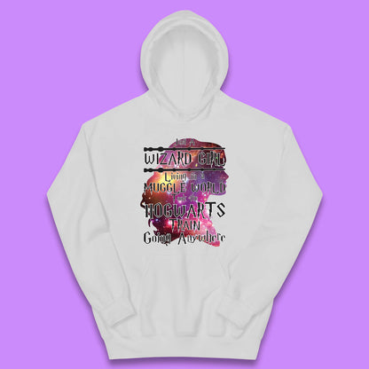 Harry Potter Just A Wizard Girl Living In A Muggle World Took The Hogwarts Train Going Anywhere Kids Hoodie