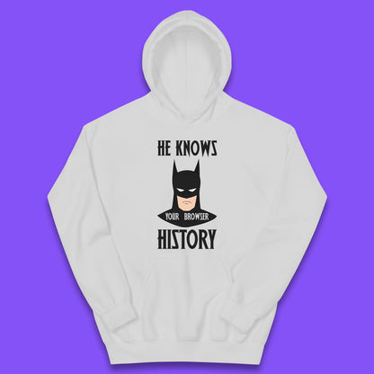 Batman He Knows Your Browser History DC Comics Superhero Comic Book Character Kids Hoodie