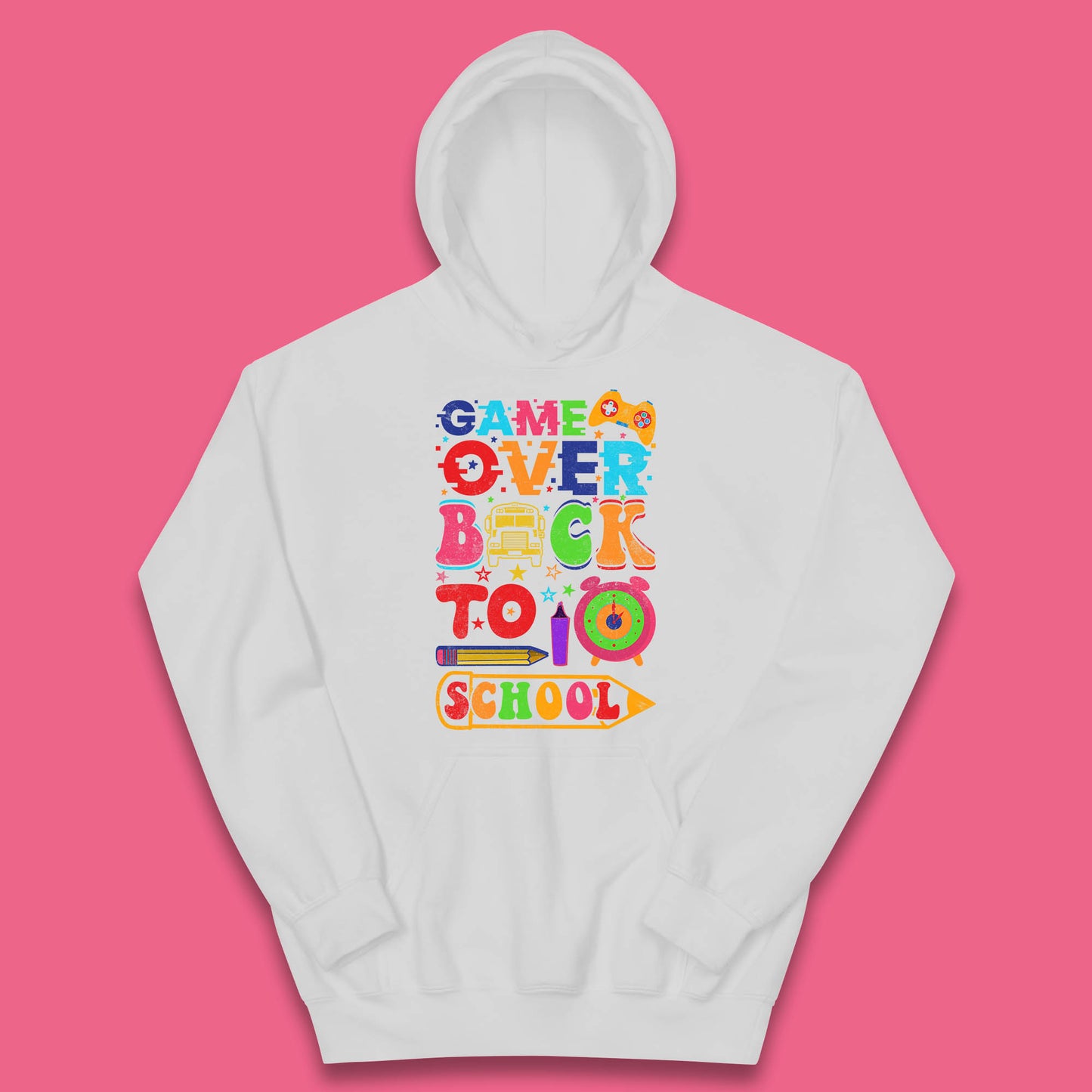 Game Over Back To School Gaming Lover Colorful School Costume Gift Kids Hoodie