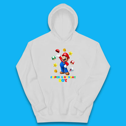 Super Birthday Boy Super Mario Game Series Mario Bros Super Mario Theme Birthday Party Kids Hoodie