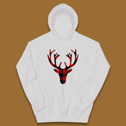 merry christmas buffalo plaid deer head hoodie