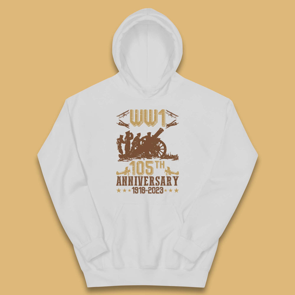 WW1 105th Anniversary 1918-2023 End Of World War I Remembrance Day Kids Hoodie
