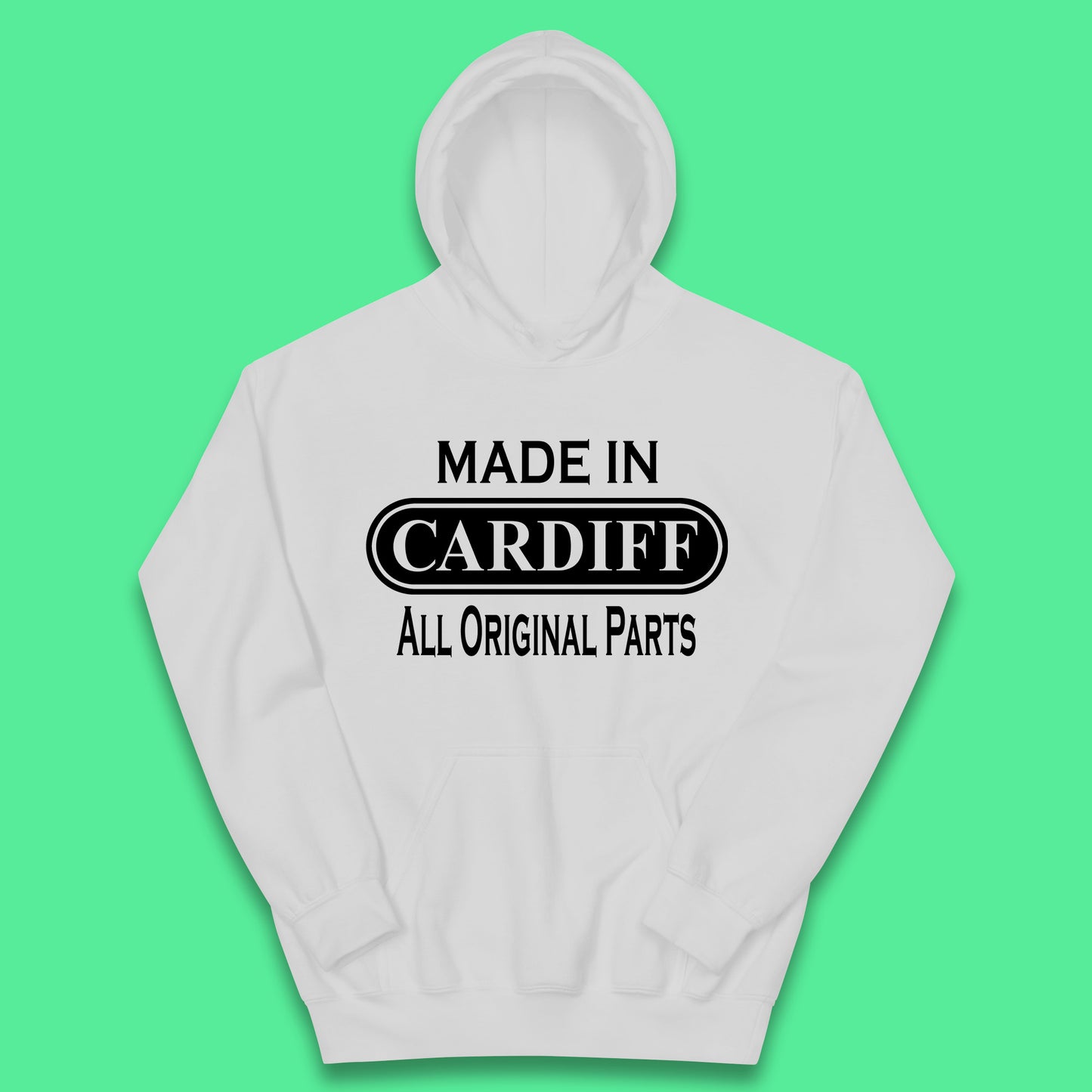 Made In Cardiff All Original Parts Vintage Retro Birthday Capital And Largest City Of Wales Gift Kids Hoodie