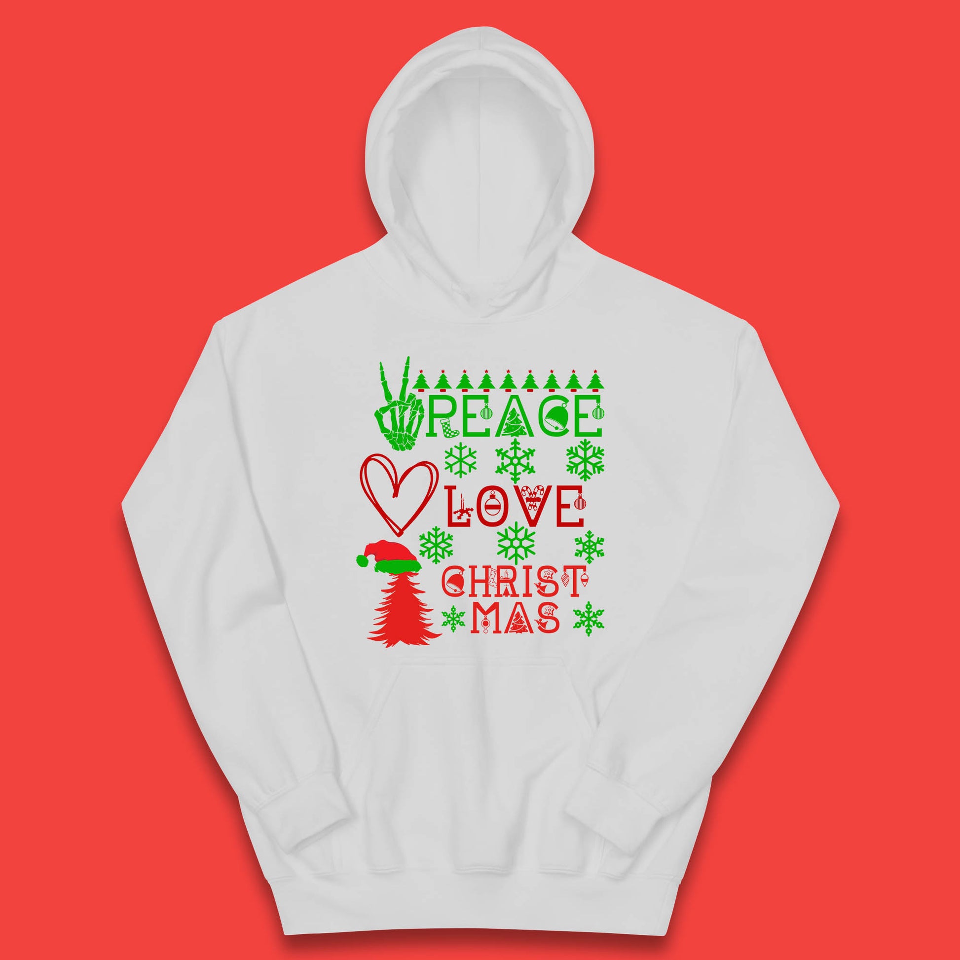 Peace Love Christmas Holiday Festive Gift Kids Hoodie