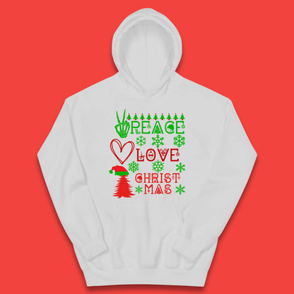 Peace Love Christmas Holiday Festive Gift Kids Hoodie