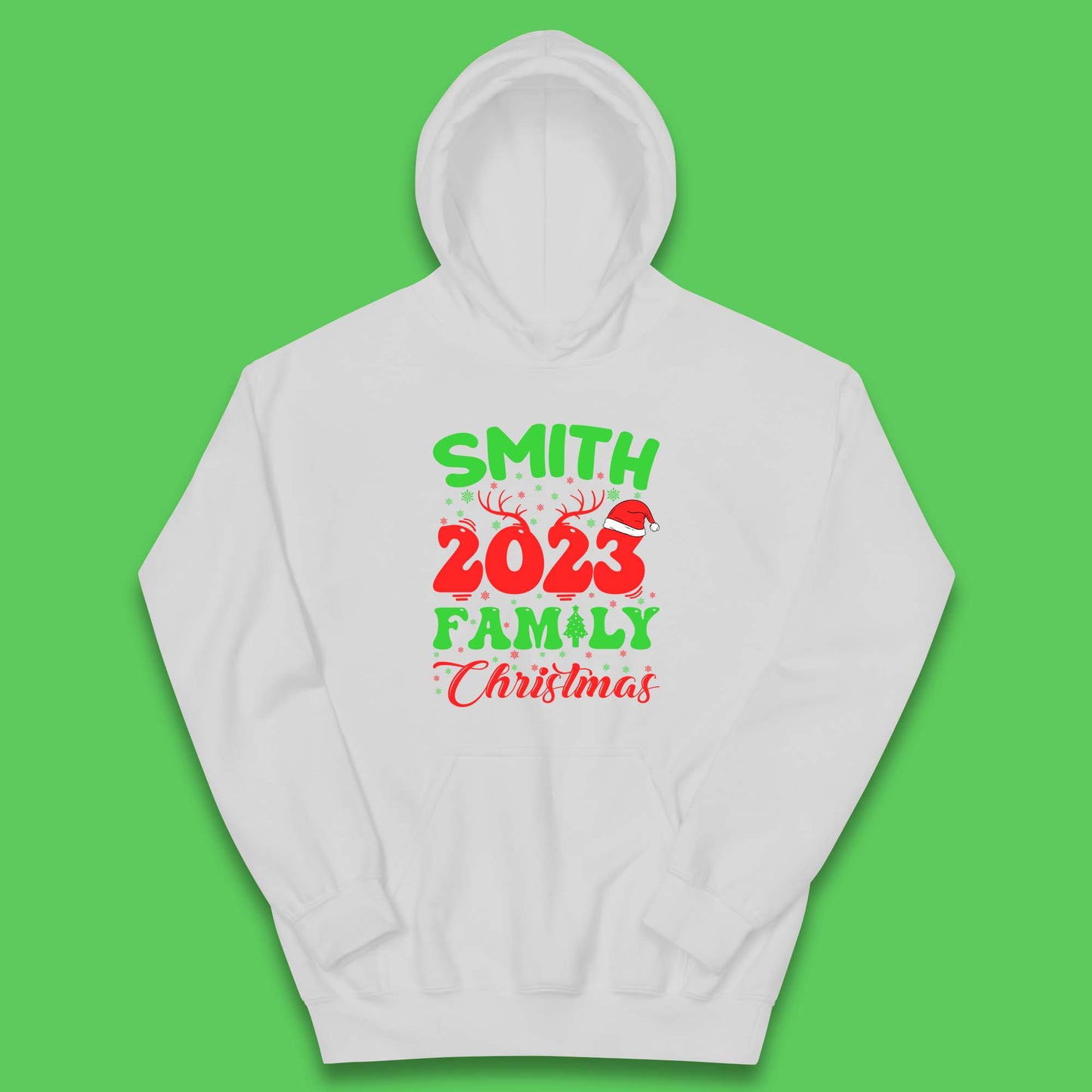 Personalised 2023 Family Christmas Your Name Xmas Matching Family Costume Kids Hoodie