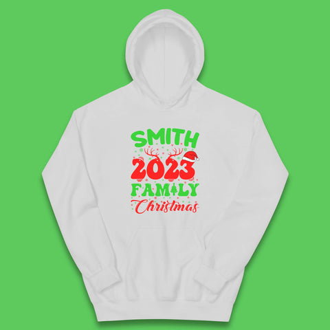Personalised 2023 Family Christmas Your Name Xmas Matching Family Costume Kids Hoodie