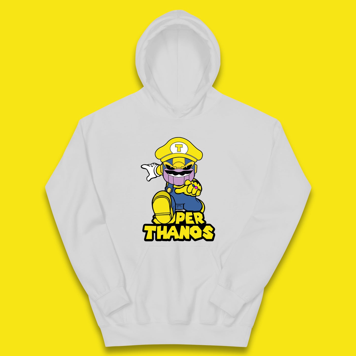 Super Thanos Marvel Infinity Gauntlet Super Mario Spoof Marvel Nintendo Game Series Wario Thanos Fictional Character Kids Hoodie
