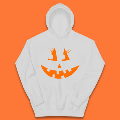 Halloween Pumpkin Jack-o-lantern Girl Evil Scary Horror Smile Face Kids Hoodie