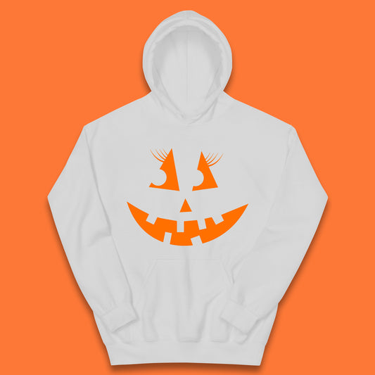 Halloween Pumpkin Jack-o-lantern Girl Evil Scary Horror Smile Face Kids Hoodie