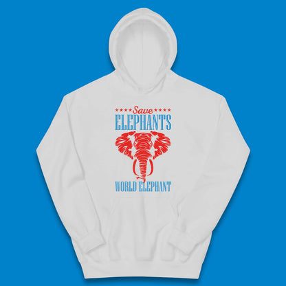 Save The Elephants World Elephant Day Zoo Animal Wildlife Kids Hoodie
