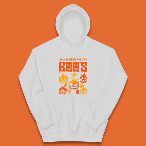 I'm Just Here For The Boos Halloween Funny Pumpkin Ghost Boos Jack-o-lantern Kids Hoodie