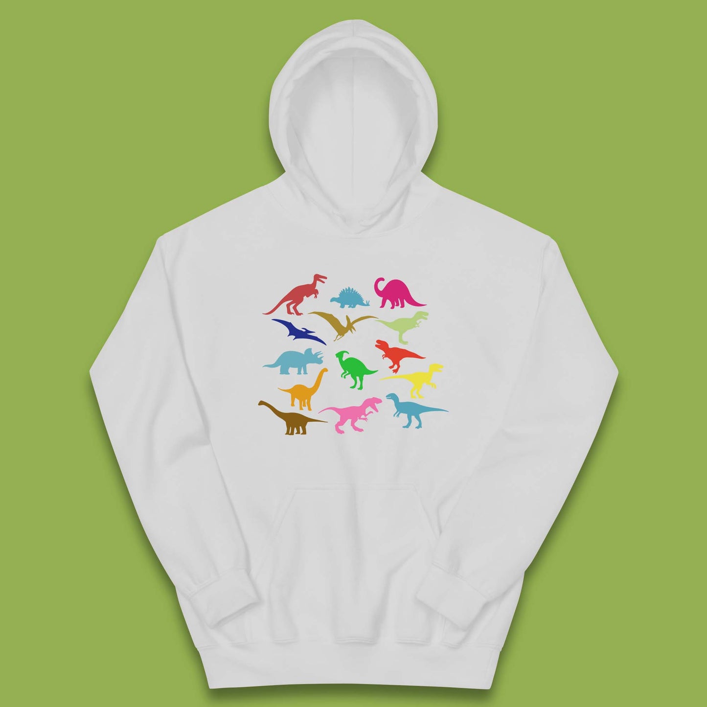 Colourful Dinosaurs Dino Fossil Dinosaurs Wild Nature Prehistoric Paleontology Velociraptor Kids Hoodie