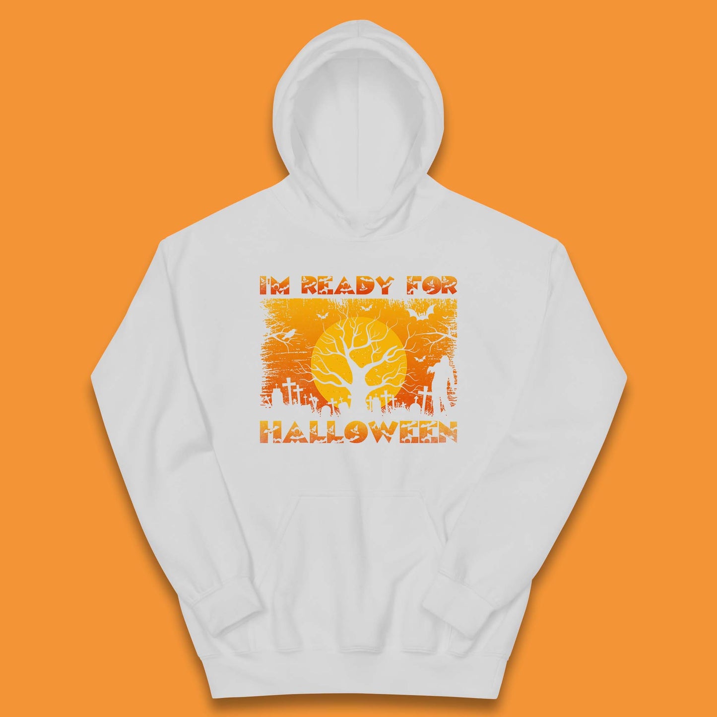 I'm Ready For Halloween Horror Scary Halloween Zombie Graveyards With Dead Tree Kids Hoodie