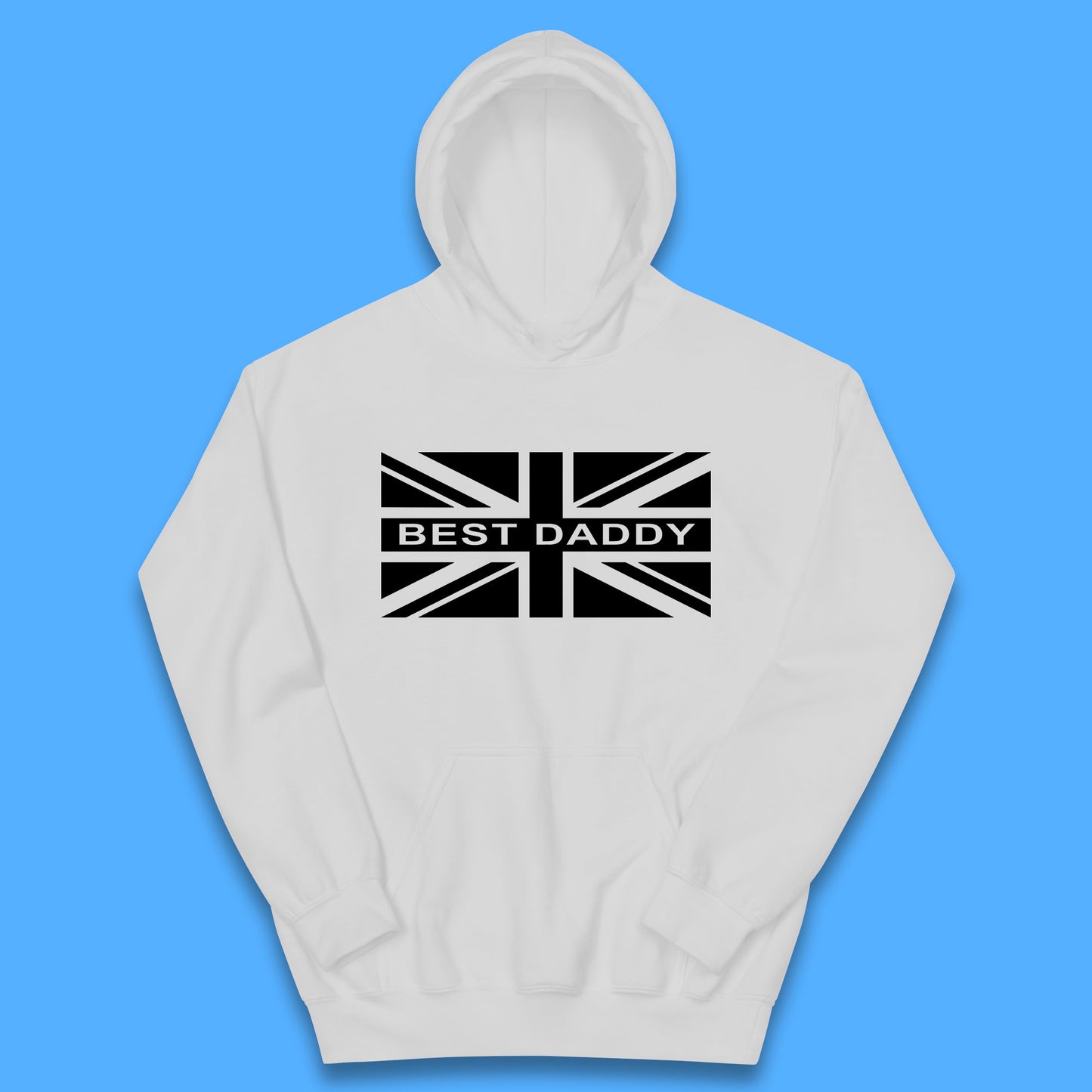 Best Daddy Vintage Union Jack Great Britain United Kingdom England Flag Patriotic Dad Father's Day Kids Hoodie