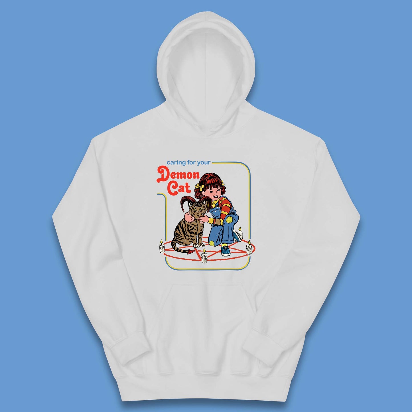 Caring For Your Demon Cat Creepy Incantation Halloween Aesthetic Cat Kids Hoodie