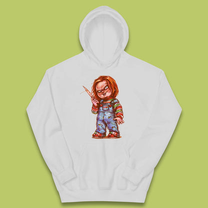 The Horror Movie Character Chucky With Knife Serial Killer Halloween Horror Movie Inspired Chucky Kids Hoodie