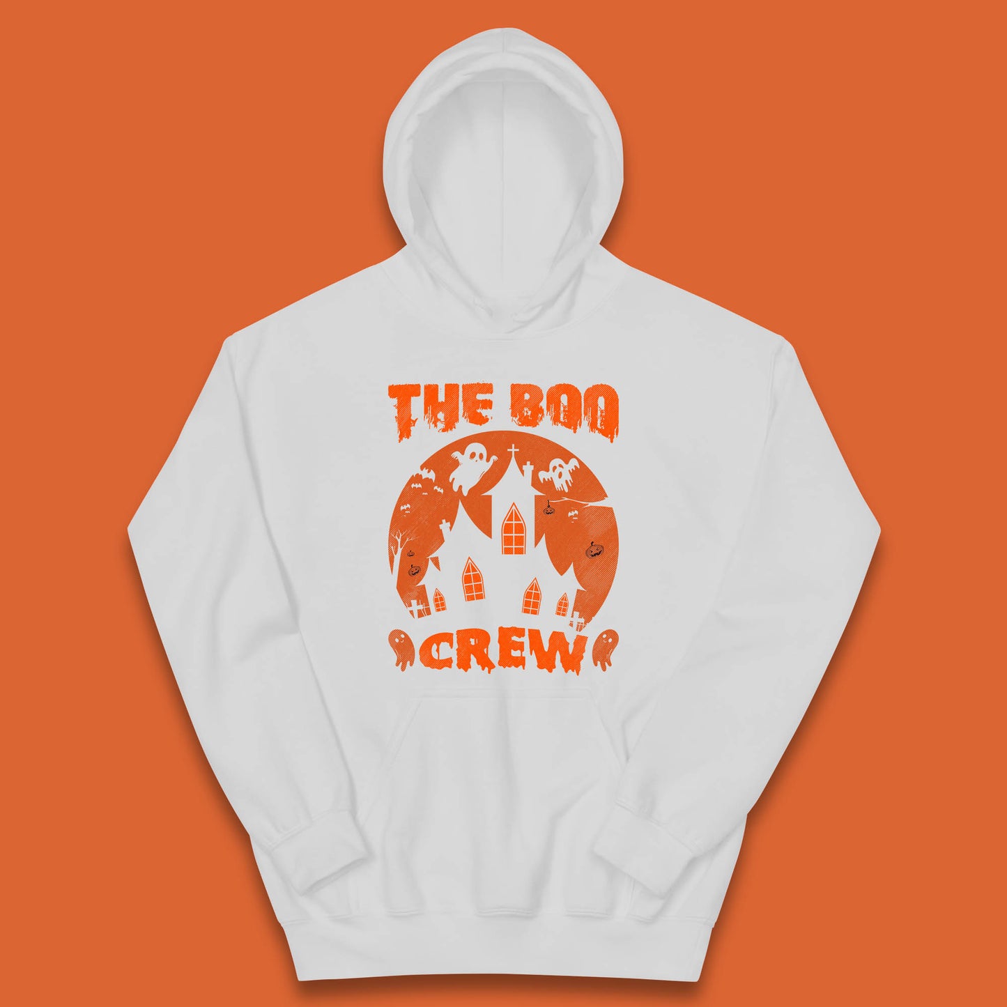The Boo Crew Halloween Boo Squad Matching Costume Haunted House Horror Boo Ghost Kids Hoodie