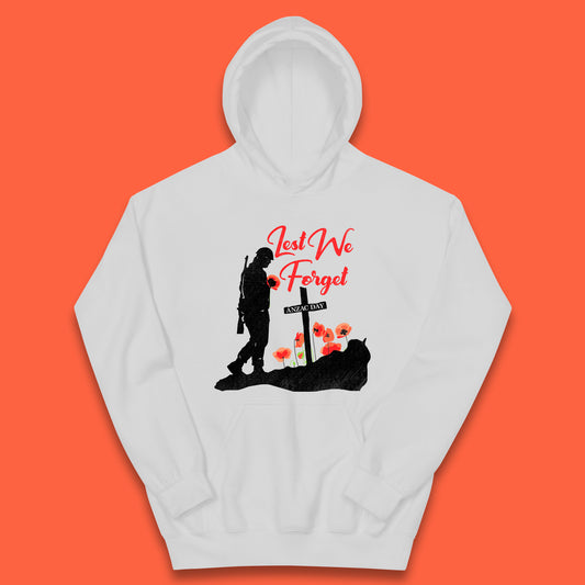 Anzac Day Lest We Forget Poppy Flowers Remembrance Day British Armed Forces Kids Hoodie