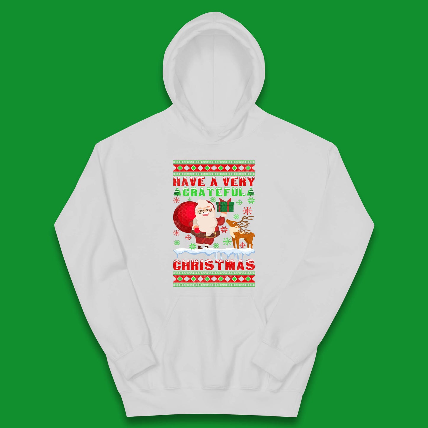 Have A Very Grateful Christmas Santa Claus Reindeer Bring Xmas Gift Kids Hoodie