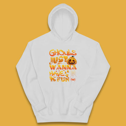 Ghouls Just Wanna Have Fun Halloween Disco Ghost Ghouls Night Out Spooky Season Kids Hoodie