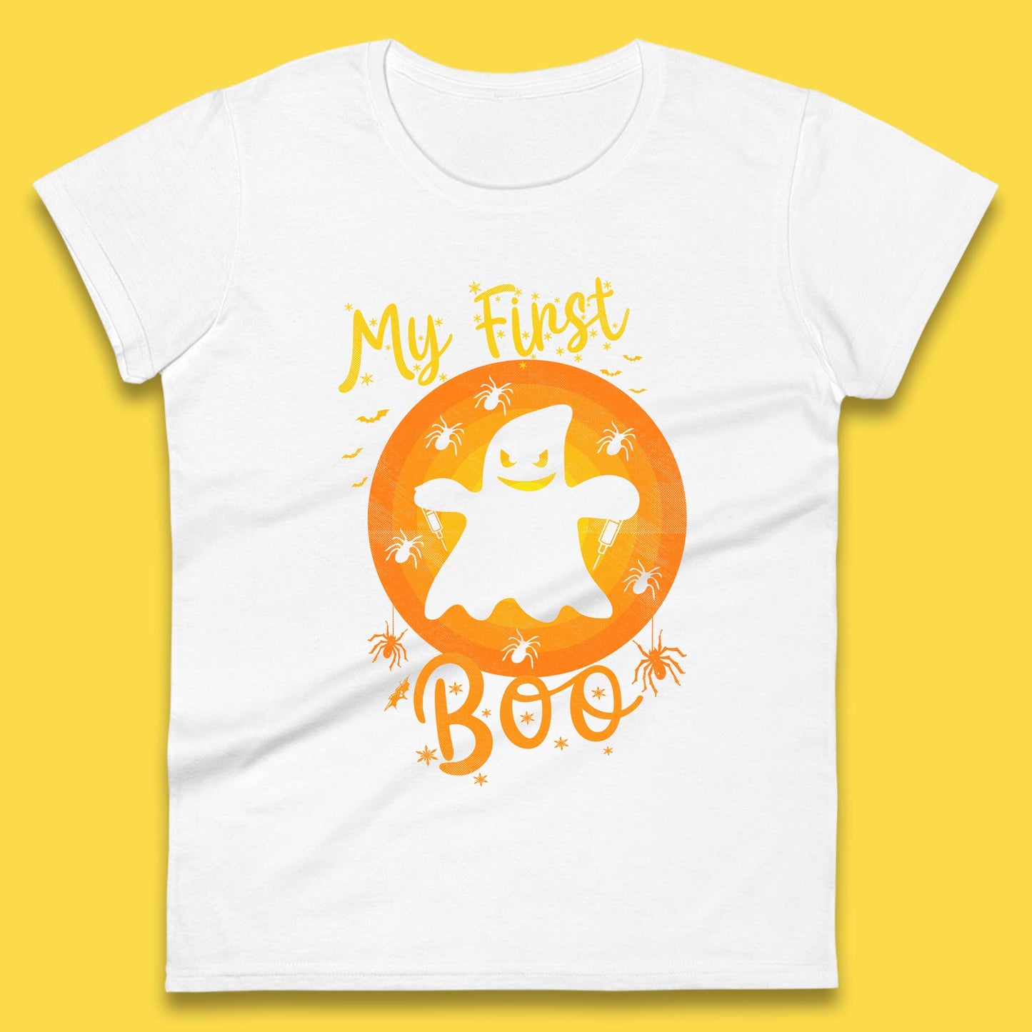 My First Boo Halloween Funny Boo Ghost Horror Scary Creepy Season Womens Tee Top