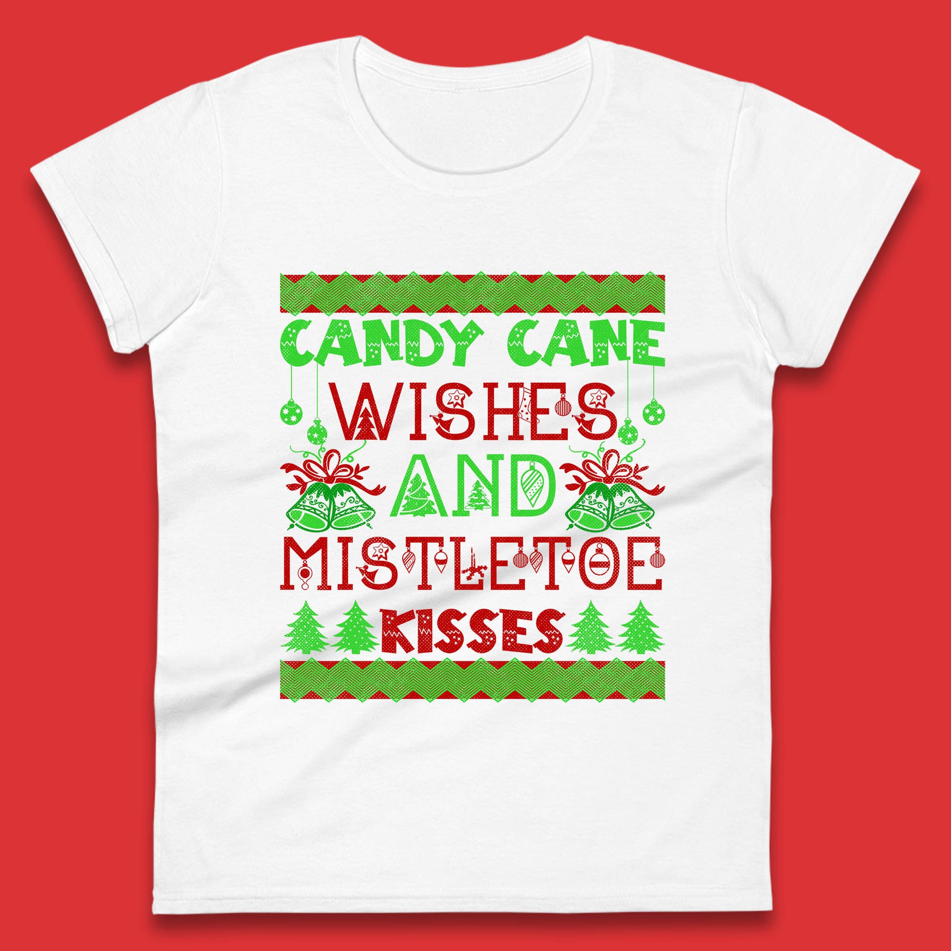 candy cane christmas womens t shirt