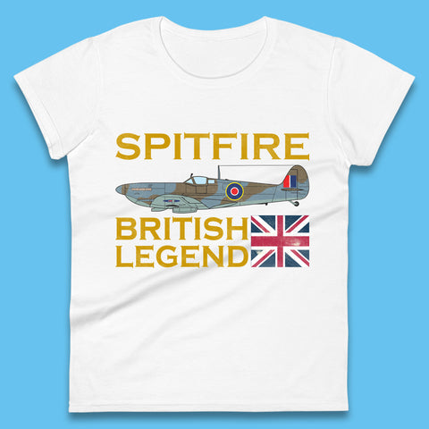 Supermarine Spitfire British Legend Fighter Aircraft Royal Air Force Spitfire WW2 Remembrance Day Womens Tee Top