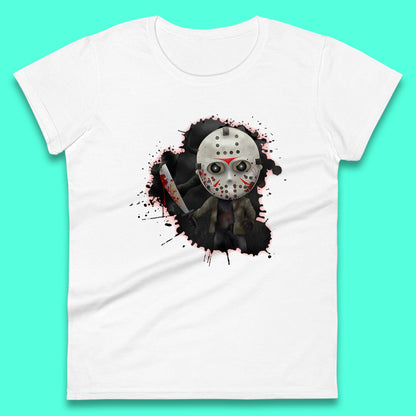 Chibi Jason Voorhees Holding Bloody Knife Halloween Friday The 13th Horror Movie Character Womens Tee Top