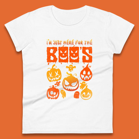 I'm Just Here For The Boos Halloween Funny Pumpkin Ghost Boos Jack-o-lantern Womens Tee Top