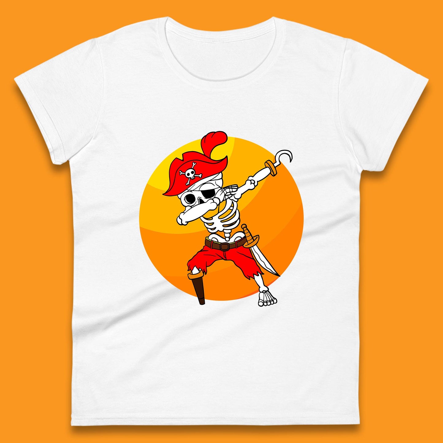 Dabbing Pirate Skeleton Halloween Jolly Roger Funny Halloween Costume Womens Tee Top