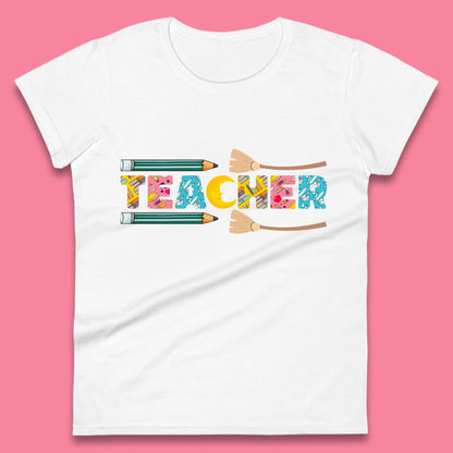 Halloween Teacher Spooky Teacher Ghost Halloween School Womens Tee Top
