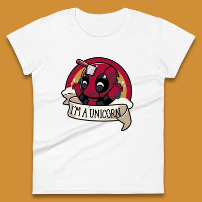 I'm A Unicorn Funny Deadpool Rainbow Colors Marvel Avengers Superhero Fictional Character Womens Tee Top
