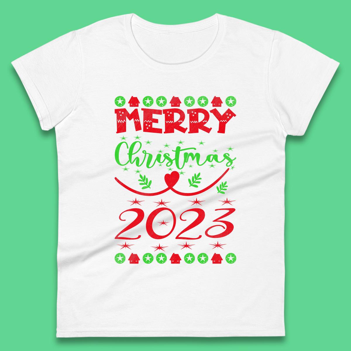 Merry Christmas 2023 Winter Holiday Xmas Festive Celebration Womens Tee Top