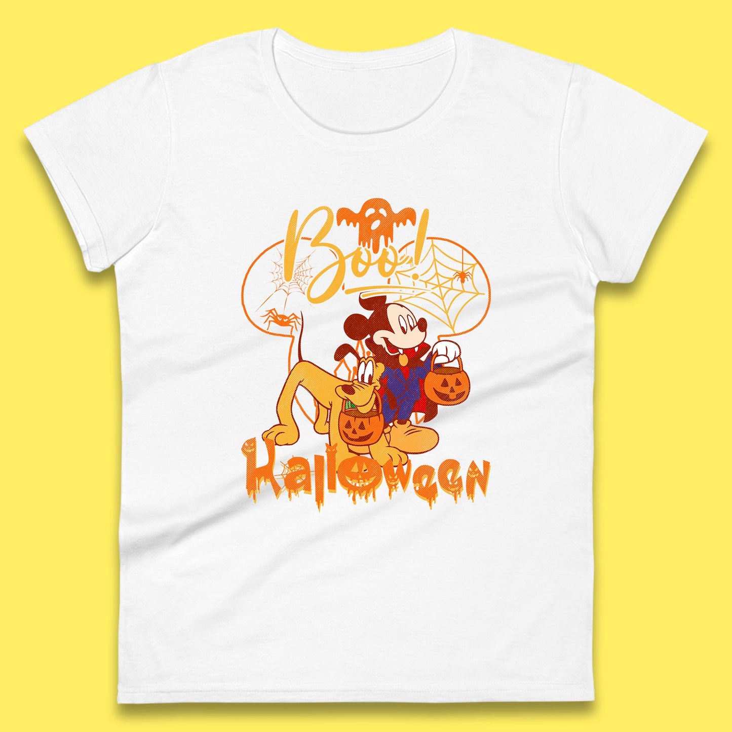 Boo Halloween Mickey Mouse And Pluto Friends Disney Halloween Disneyland Trip Womens Tee Top