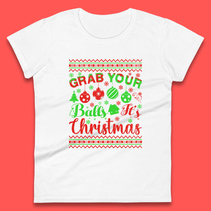 grab your balls christmas funny womens t shirt