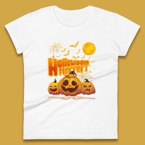 Happy Halloween Jack-o-lantern Horror Scary Monster Pumpkins Womens Tee Top